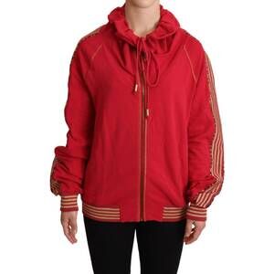 NEW GALLIANO women's full zip jacket sweatshirt hooded sweater in red